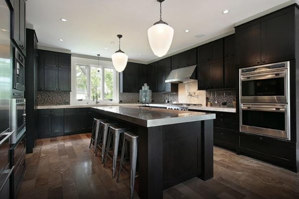 dark wood kitchen cabinets